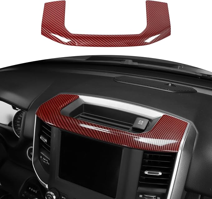 for RAM Center Dashboard Storage Bin Trim Cover Fit for RAM 2018-Present Red Carbon Fiber Interior Accessories