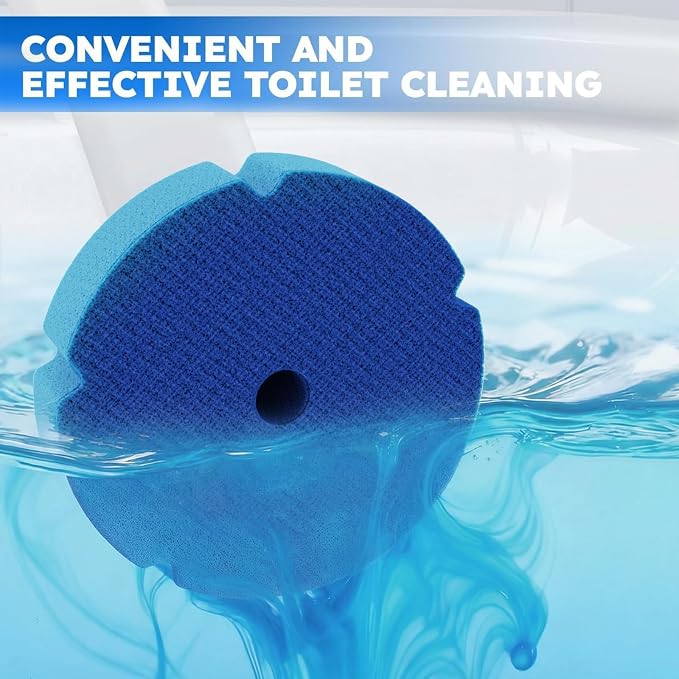 Disposable Toilet Brush 2 Pack- Toilet Bowl Cleaner, Toilet Bowl Brush, Each Toilet Wand with 10PCS Brush Refills for Bathroom Deep Cleaning Long Round Shape (2 Pack, White)