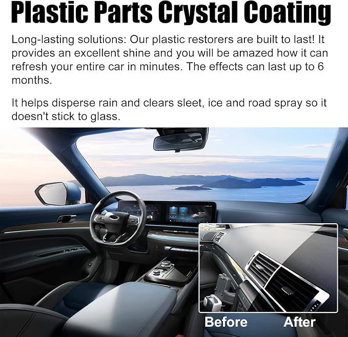 Crystal Coating for Car Plastic Parts, Black Plastic Restorer for Cars, Restaurador De PláSticos Para Auto (3 PCS)