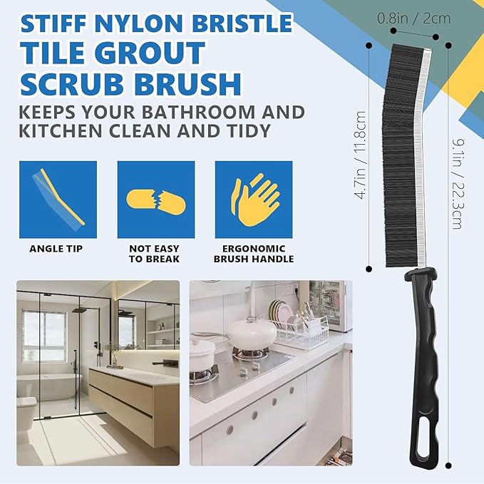 Crevice Cleaning Brush Set (12 Pack) – Hard Bristle Gap Cleaning Tool for Window Tracks, Grout & Bathroom Corners – Thin Deep Cleaning Brush for Kitchen Sink, Sliding Door Tracks & Tight Spaces
