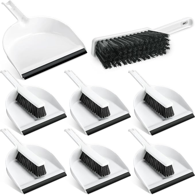 Zubebe 6 Pcs Mini Dustpan and Brush Set, Small Broom and Dustpan Set Small Cleaning Brush Portable Hand Broom Set for Home Office Kitchen Table Desktop Floor Cleaning Supplies