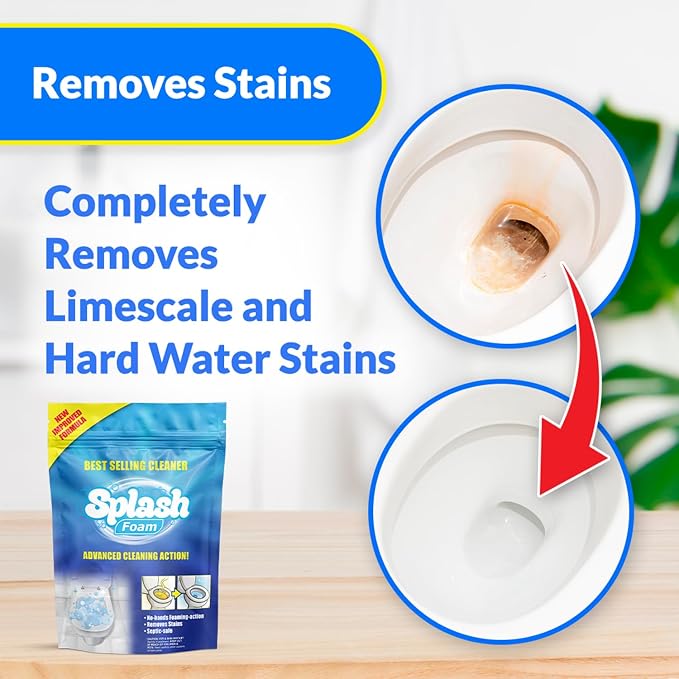 Splash Foam Toilet Cleaner - Self Activating Cleaning Powder for Toilet Bowl Cleaning