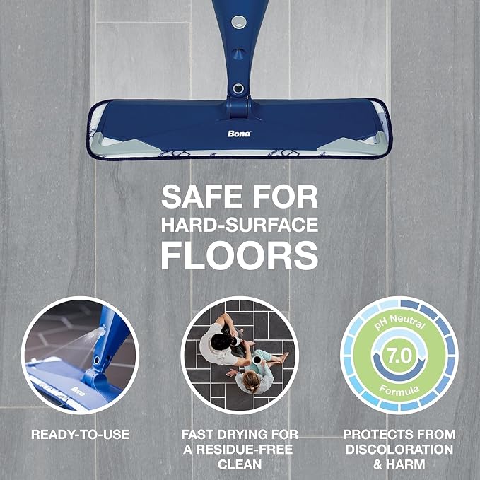 Bona Multi-Surface Floor Cleaner Refill - 128 fl oz - Unscented | Refill for Bona Spray Mops and Spray Bottles - Residue-Free Cleaning Solution for Stone, Tile, Laminate, and Vinyl Floors
