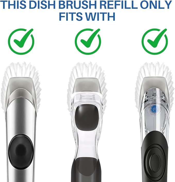Dish Brush Refills 4 Pack, Grey Replacement BrushHeads Compatible with OXO Dish Brush & OXO DishScrubber