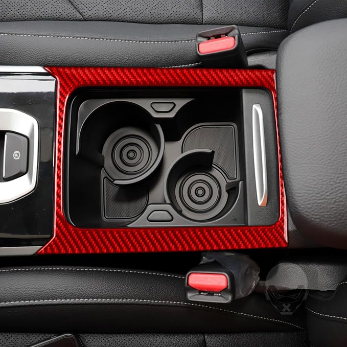 Red Real Carbon Fiber Trim for KIA Forte K3 Accessories | for 2019 2020 2021 2022 2023 2024 Cup Holder Frame Sticker Interior Thick Overlay Decal