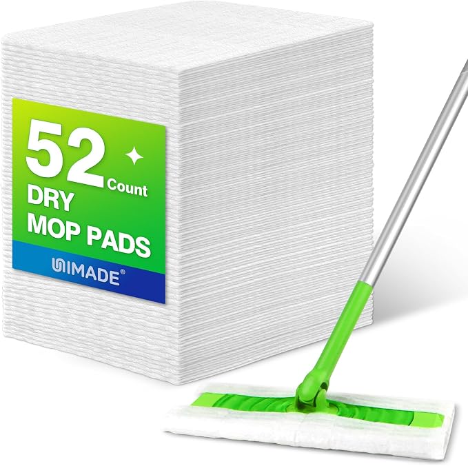 UNIMADE Dry Sweeping Cloths, 52 Count Mop Refills | Compatible with Swiffer Sweeper - Disposable Duster Refill Mops for Cleaning Hardwood Floor Dust