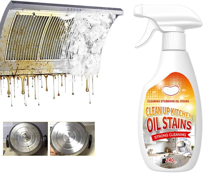 New Upgrade Kitchen Cleaner, Clean Up Kitchen Oil Stains Spray, Heavy Duty Kitchen Degreaser & Cleaner for Multi-Surface Cookware & Countertop, Clean Up Kitchens Oil Stains(240ml/8.45oz)