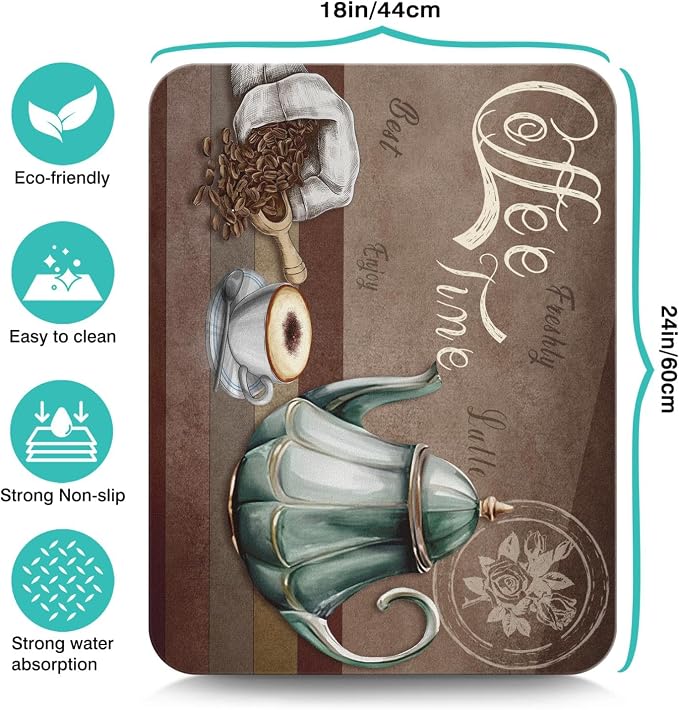 Coffee Mat 24inx18in,Coffee Bar Mat for Countertops,Absorbent Hide Stain Anti-Slip Coffee Bar Accessories Fit Under Coffee Machine Mat,dish drying mats for kitchen