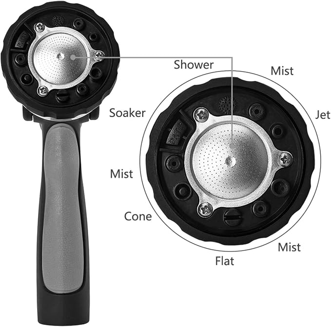 GREEN MOUNT Garden Hose Nozzle with Quick Connect Set - Zinc Alloy High Pressure Sprayer, Fireman Style Handle for Car Wash & Plant Watering，Black-grey