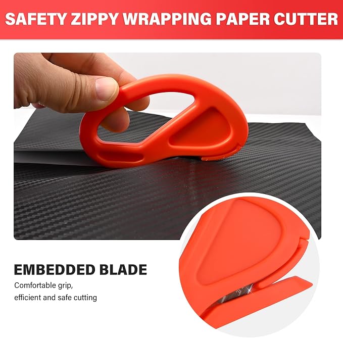 Gomake Vehicle Vinyl Wrap Window Tint Film Tool Kit Include 4 Inch Felt Squeegee, Retractable 9mm Utility Knife and Blades, Zippy Vinyl Cutter and Mini Go Corner Squeegee for Car Wrapping
