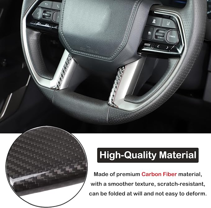 Car Steering Wheel Decoration Frame Cover Trim Compatible with Toyota Tundra/Sequoia 2022-2024 & Tacoma 2024 Carbon Fiber Center Console Steering Wheel Lower Panel Moulding Protect Sticker Accessories