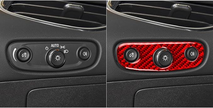 Real Carbon Fiber Trim for Chevy Malibu 9th Gen Accessories | for 2016-2024 Headlight Switch Control Panel Frame Sticker Interior Thick Overlay Decal