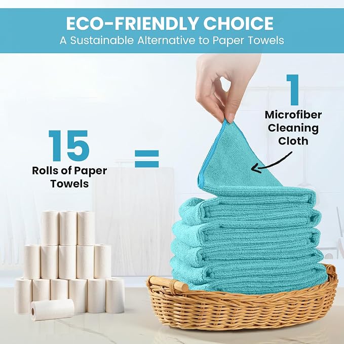 34 Pack Microfiber Cleaning Cloth, 11 Assorted Colors Cleaning Rags for Housekeeping, Colorful Reusable Microfiber Towels for Car, Kitchen, Bathroom and Household Cleaning Supplies, 11.8"X11.8"