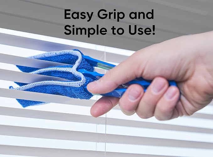 Blind Cleaner Duster Tool, Fan Blade Cleaner, Air Duct Cleaning Tools, Blue Window Blinds Cleaner with Microfiber Sleeve for Fans, Window Blinds, Vents, Shutters…-Superio