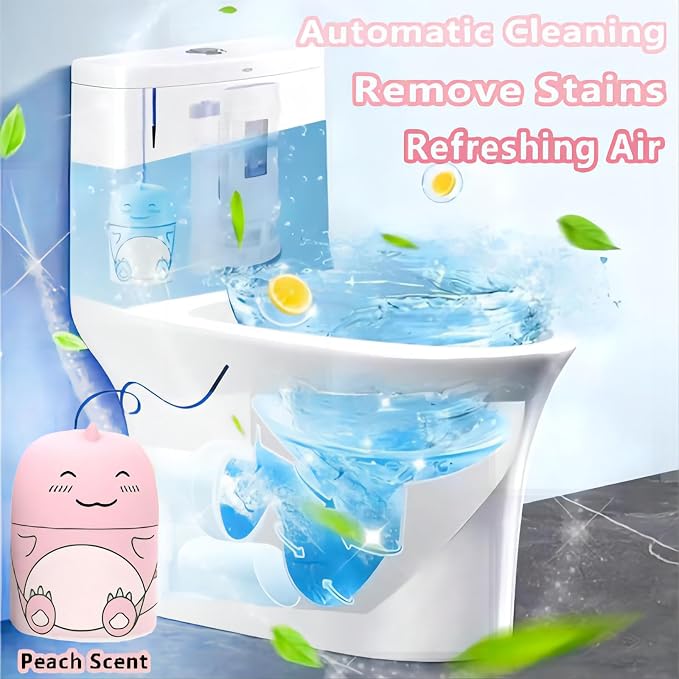 Toilet Bowl Cleaner Bottle Toilet Cleaning Tank Cleaner Pink Cute Dinosaur The Works Tank Bowl Cleaner Easy to Use Leaving Looking Fresh Decorative Household Bathroom Cleaning Supplies-Peach Scent