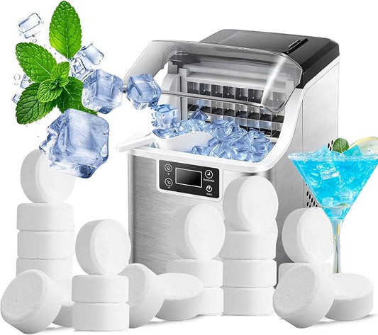 Ice Machine Cleaner Tablets Descaler, 48 Pack Ice Maker Cleaner, Nickel Safe Scale for Countertop Portable Nugget Ice Makers Cleaning, Remove Hard Water Buildup, Odor-Free