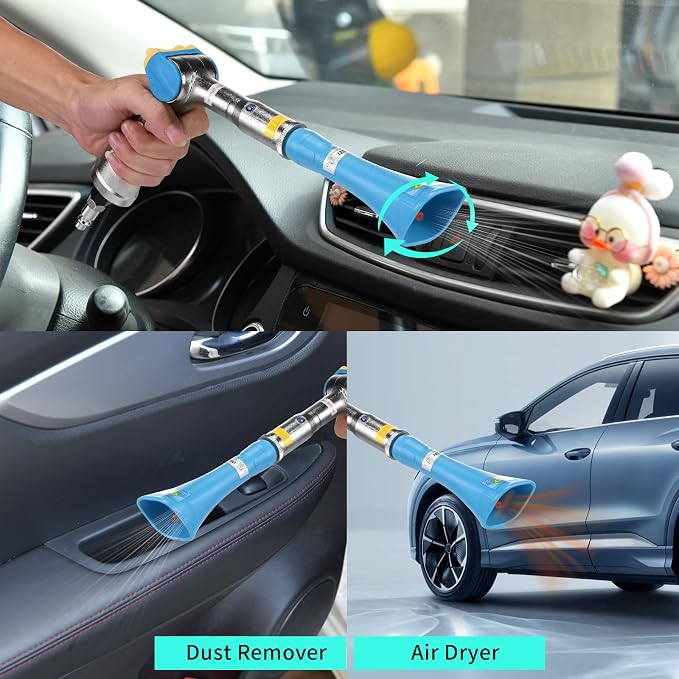 GOCCIDA Car Detailing Gun High Pressure Tornado Dry Cleaning Gun | Vortex Air Cleaning Gun,Pro Auto Detailing Tool for Deep Cleaning Interiors & Exteriors Uses Air Compressor