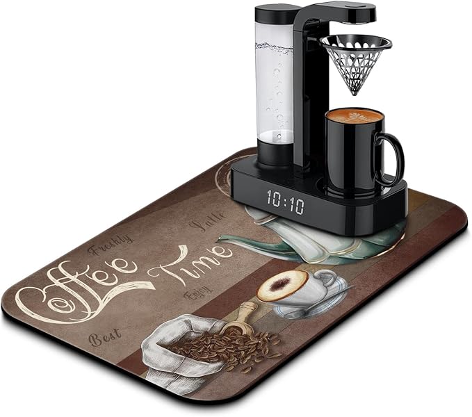 Coffee Bar Mat, 19inx12in, Absorbent, Anti-Slip, Fits Under Coffee Machine