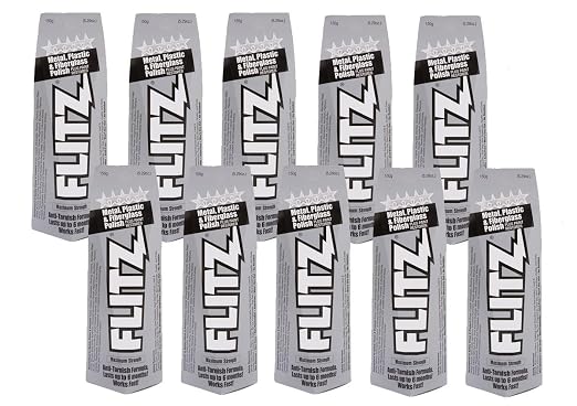Flitz Metal Polish Paste - 5.29oz USA-Made Polish for Solid Chrome, Stainless Steel, & Aluminum - Non-Abrasive for Light Oxidation - Requires Manual Buffing - Not for Plated/Coated Surfaces (10-Pack)