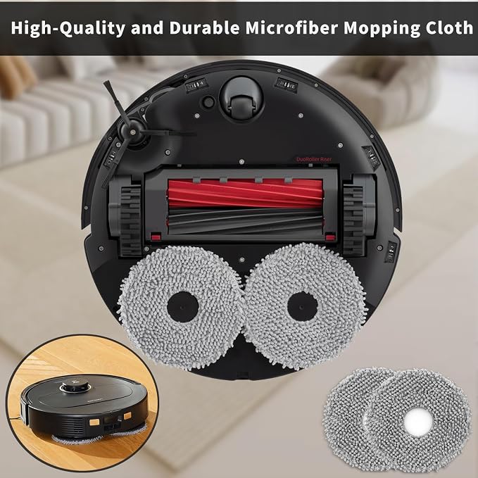 8 Pack Microfiber Mop Cloth Pad Set for Q Revo, Qrevo MaxV, Qrevo S, Qrevo Pro, Qrevo Slim,Qrevo Curv,Qrevo S5V,Qrevo Edge S5A,Qrevo Master,Saros 10R,QV35A,QV 35S Roborock Robot Vacuum Mop Accessories