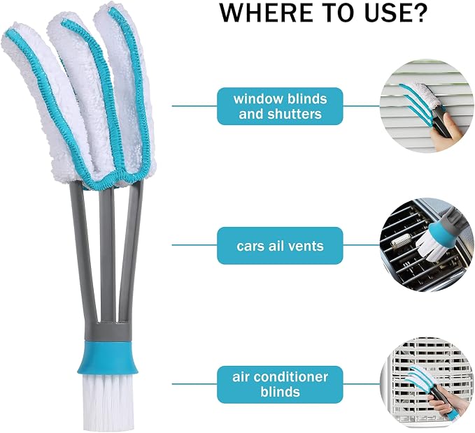 SetSail Blind Duster, Window Cleaner Duster Brush with 5 Microfiber Sleeves, Cleaning Tools for Vertical Blinds Air Conditioner Dust Ceiling Fans Dust Collector
