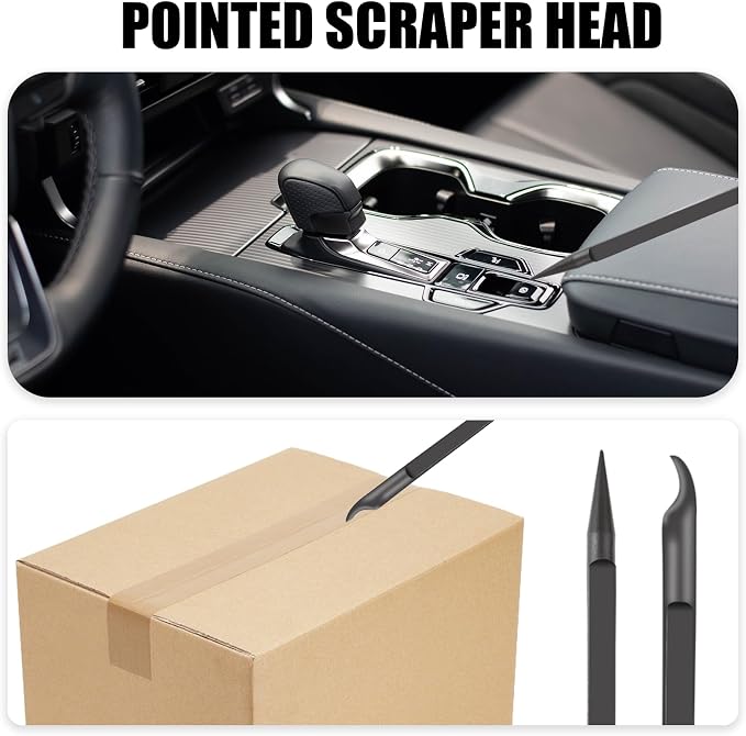 14 Pcs Plastic Crevice Cleaning Tool Car Detailing Spatula Set Black Scraper Tool Non-scratch Small Putty Knife Anti-static Tweezers for Tight Spaces