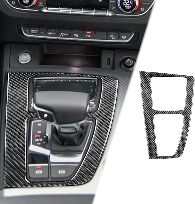 Real Carbon Fiber Trim for Audi 80A Q5 Accessories | for SQ5 2018-2025 Dash Center Console Gear Shift Panel Frame Cover Sticker Interior Thick Overlay Decal - A