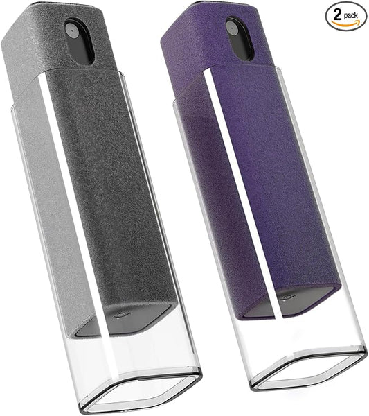 EVEO Car Screen Cleaner Spray and Wipe -2-in-1 iPhone Cleaner, iPad Screen Cleaner & Phone Screen Cleaner - Touchscreen Mist Cleaner for Laptop, Computer, MacBook and More - 2 Pack (Grey & Purple)