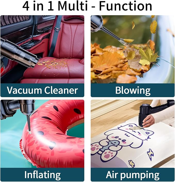 Handheld Car Vacuum Cleaner,4 in 1 Portable Vacuum Cleaner Cordless,18000PA High Power Suction & Blower Fast Charging Vacuum Cleaning for Car,Home,Office,Pet