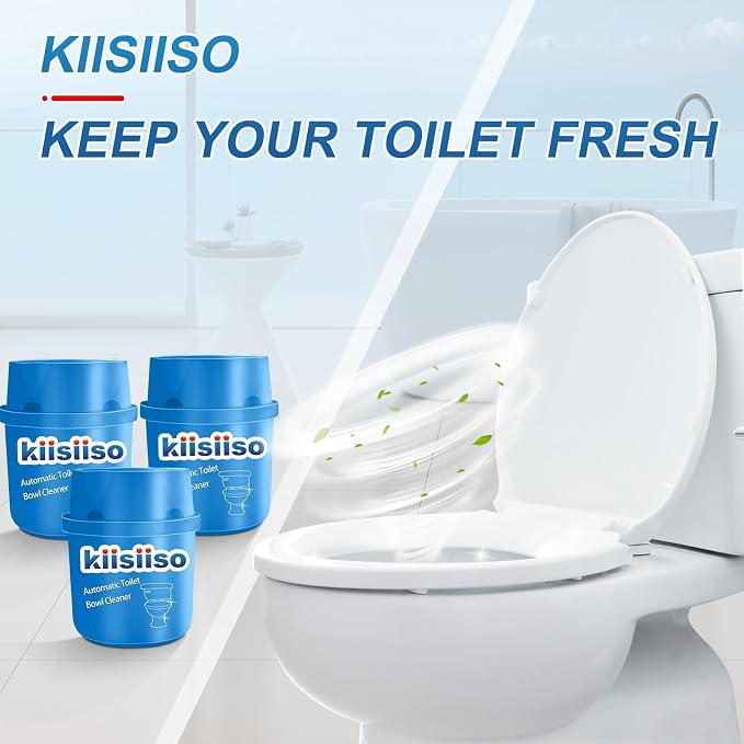 KIISIISO Toilet Bowl Cleaners 6 Bottles, Automatic Long-Lasting Toilet Bowl Cleaner Tablets in Bottle, for About 6 Months' Supply, Blue