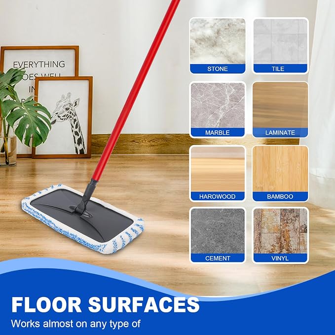 2-Pack Reusable Microfiber mop Pads, Compatible with Oceda 15x8 inch Flat mop, Wet and Dry use, deep Cleaning (mop Handle not Included).