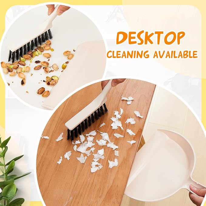 Sliner 18 Pack Mini Dustpan Brush Set Small Broom Set Bulk,Blue, Pink,Beige | Nesting Snap Plastic Dust Pans with Brush, Small, Handheld, Portable, Cleaning, Suitable for Desktop Pets Care Camping