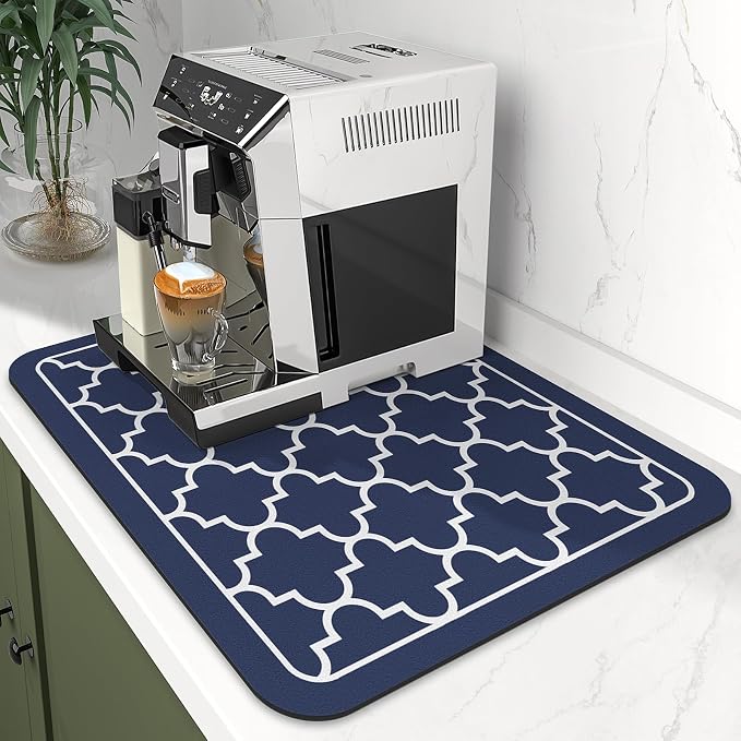 WISELIFE Dish Drying Mat Super Absorbent Drying Mat Large Dish Drying Mats for Kitchen Counter Easy Clean Dish Mat Kitchen Drying Mat15"x 18" Stylish Blue