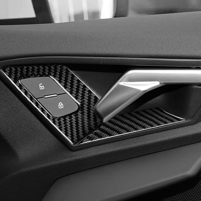 Fit for Audi A3 8Y S3 2021-2025 Real Carbon Fiber Door Lock Stickers | Trim Door Lock Button Cover | Accessories | Anti-scratch