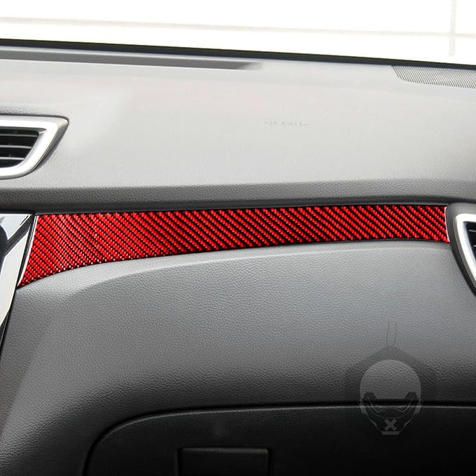 Red Real Carbon Fiber Trim for Nissan Rogue Accessories | for 2014-2020 / Rogue Sport 2017-2022 Co-Pilot Dashboard Cover Sticker Interior Thick Overlay Decal