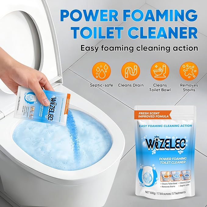 Toilet Bowl Cleaner Powder, Freshness Toilet Bowl Cleaner, Foaming Bathroom Sink Cleaner, Self Activating 5-Pack