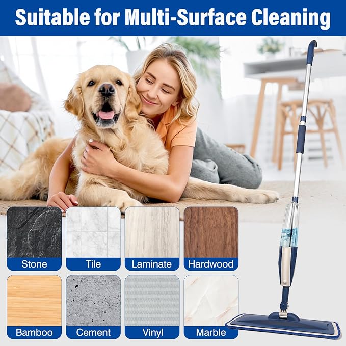 16.5" Microfiber Mop Pads Refills, 4 Pack Reusable Replacement Heads | reusable wet mop refills, machine washable for 14-16 inch spray mops, hardwood floors, dust cleaning & scrubbing