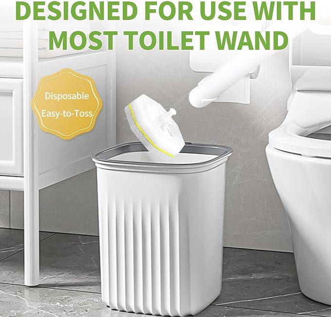 60 Count Toilet Brush Refills for Clorox and Most Named Wand, Lemon Scent | Disposable Toilet Brush Heads, Toilet Bowl Cleaner, Pre-Loaded Cleaning Formula, Lemon Scent, Bathroom Cleaning Supplies