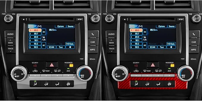 Real Carbon Fiber Trim for Toyota Camry Accessories | for 2012 2013 2014 Central Control Air Conditioning Panel Interior Thick Overlay Decal