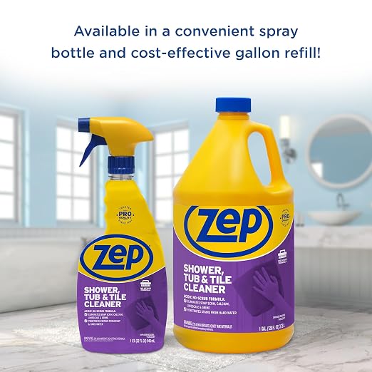 Zep Shower Tub and Tile Cleaner 1 Gallon ZUSTT128 (Case of 2) - No Scrub Pro Formula Breaks up Tough Buildup on Contact