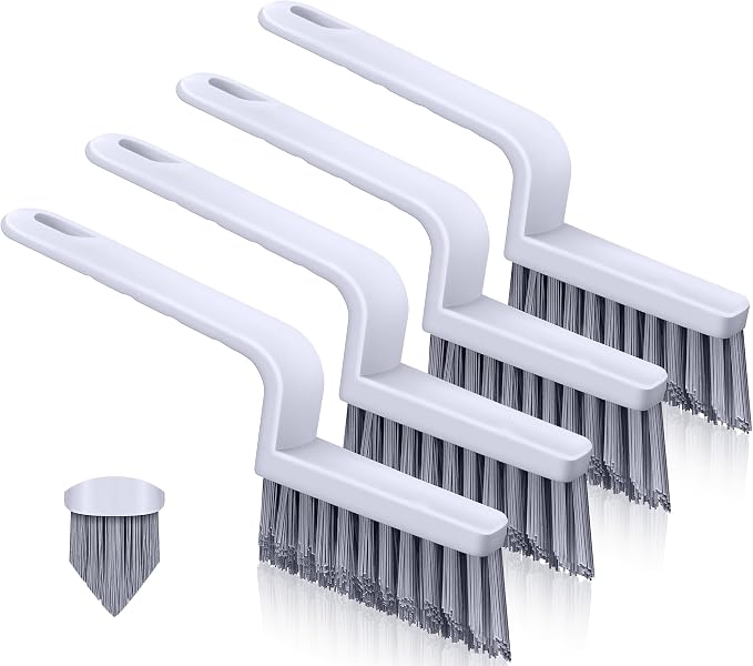Lumkew Grout Brush Cleaning,Hard Bristle Grout Cleaner for Tile Floors,Bathroom Cleaning Brushes for Scrub Shower Tile Grout, Black, 4 Pieces