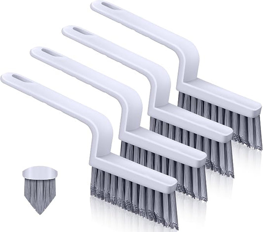 Lumkew Grout Brush Cleaning,Hard Bristle Grout Cleaner for Tile Floors,Bathroom Cleaning Brushes for Scrub Shower Tile Grout, Black, 4 Pieces