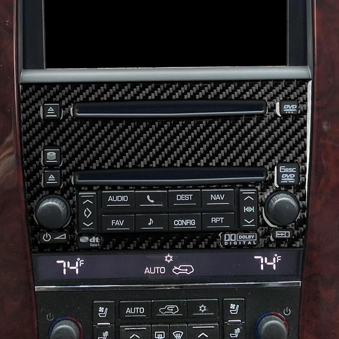Fit for Cadillac Escalade ESV 2007-2014 / EXT Hybrid 2009-2013 Type-A | Real Carbon Fiber | Accessories | Console Radio Panel Trim | Decals | Anti-scratch