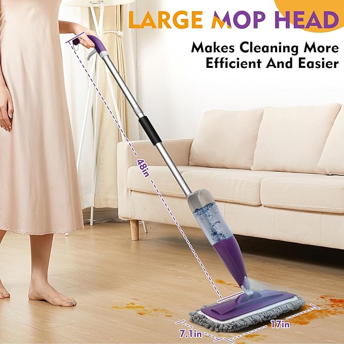 Microfiber Spray Mop for Floor Cleaning with Washable Pads,Dry Wet Use | 27 oz Refillable Bottle,3 Reusable Mop Pads,Mops with Sprayer for Hardwood Laminate Vinyl Tile Cleaning
