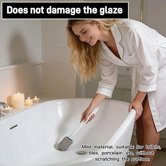 Pumice Stone Toilet Bowl Cleaner with Long Handle, 9.65 Inch, Includes 1 Handle and 3 Pumice Stones, Hard Water Stain Remover for Toilet, Bathtub, Tile, Grill