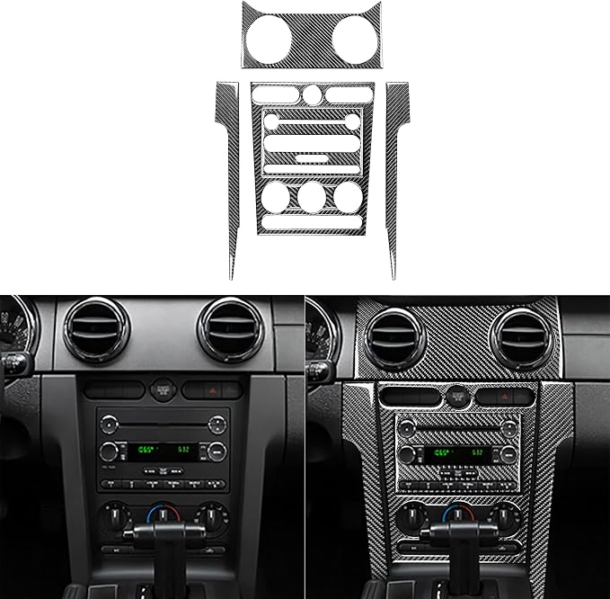 Real Carbon Fiber Trim for Ford Mustang GT Shelby Accessories | for 2005 2006 2007 2008 2009，Center Console Panel Air Outlet Vent Kit，Thick Overlay Sticker Decal，7PCs