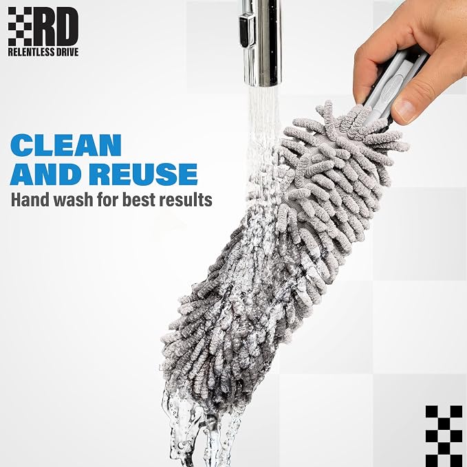 Relentless Drive Car Duster Interior 14" – Dash Duster for Women & Men | Chenille car accessories, lint & scratch-free, essentials for interior