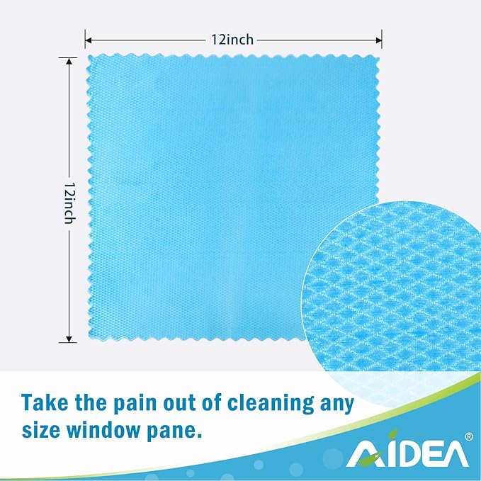 AIDEA Microfiber Glass Cleaning Cloth-8PK, Magic Cleaning Cloths 12"x12" | Premium Microfiber Glass and Window Cleaner, Lint Free Glass Wipes for Windows, Windshields, Mirrors, Stainless Steel,