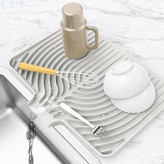 Dish drying mats for kitchen counter,18"×12"Silicone Self-Draining mat | Various sizes and colors,Self-Draining Slope Structure,Enabling faster drying,Heat-Resistant,Easy to clean,Food-grade