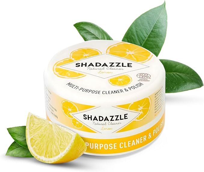 Shadazzle Natural All Purpose Cleaner and Polish, 1 Pack Lemon Scent | Clean & Polish Surfaces, 100% Natural Ingredients, Cleaning Paste, Easy to Rinse, Works on Metals, Ceramics, Marble and More